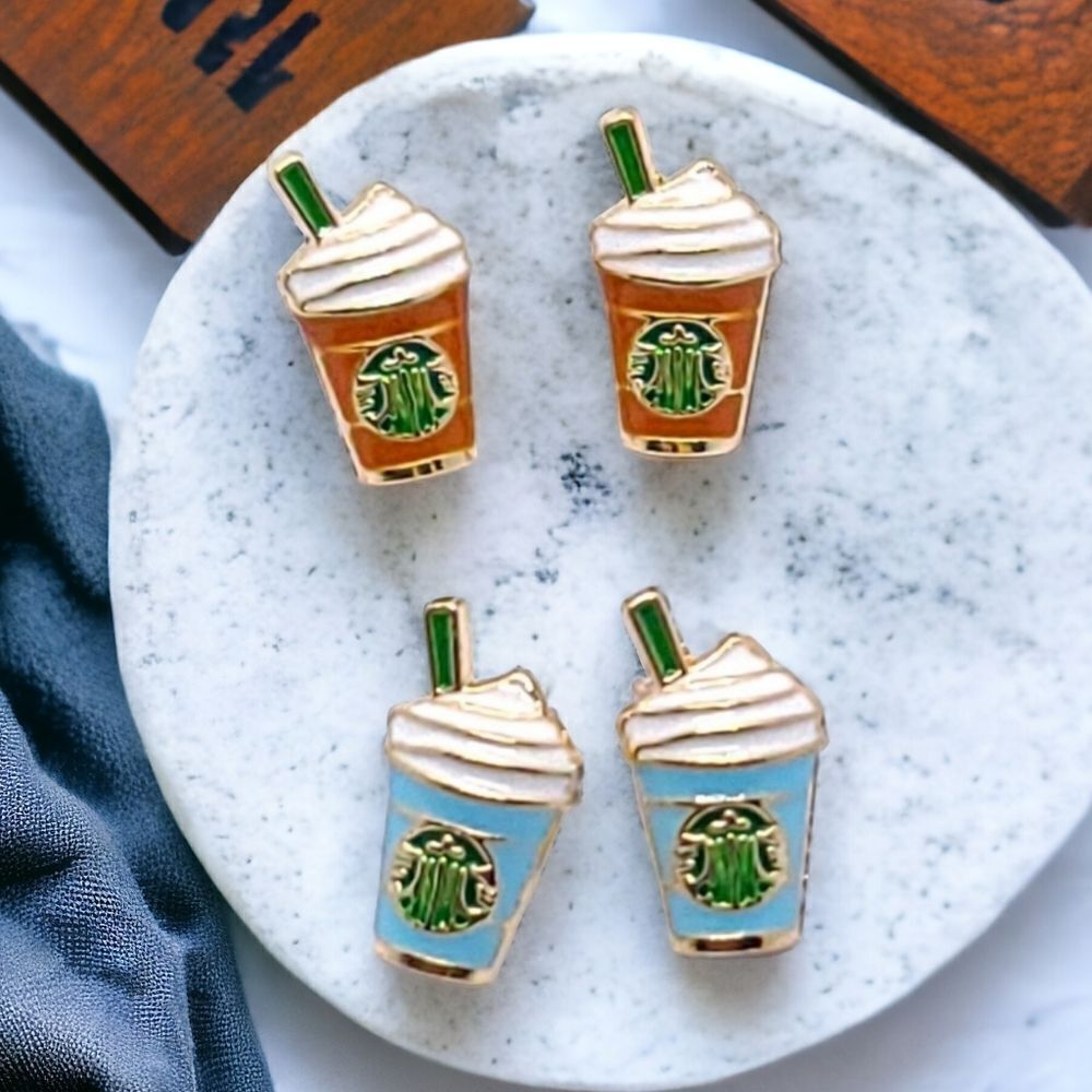 Frappuccino Coffee Cup Stud Earrings – Cute Frappe & Milkshake Jewelry NWT Gift